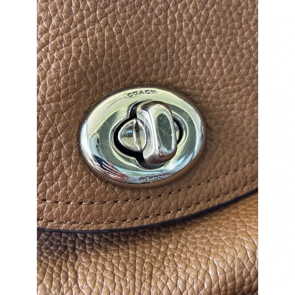 Coach Backpack Brown Pebbled Leather Turnlock F37582 Rucksack Travel Work